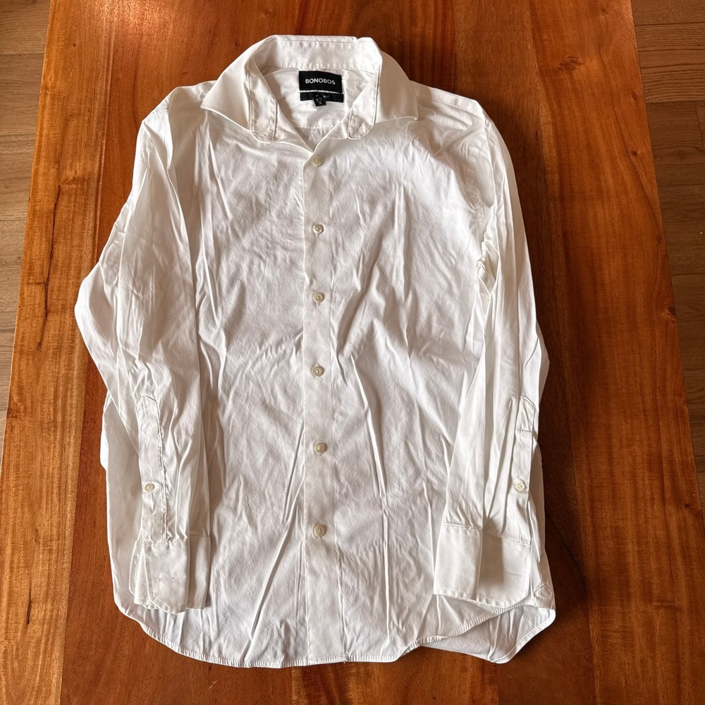 Bonobos Men's White Long‎ Sleeve Button Up Shirt Size 15 1/2